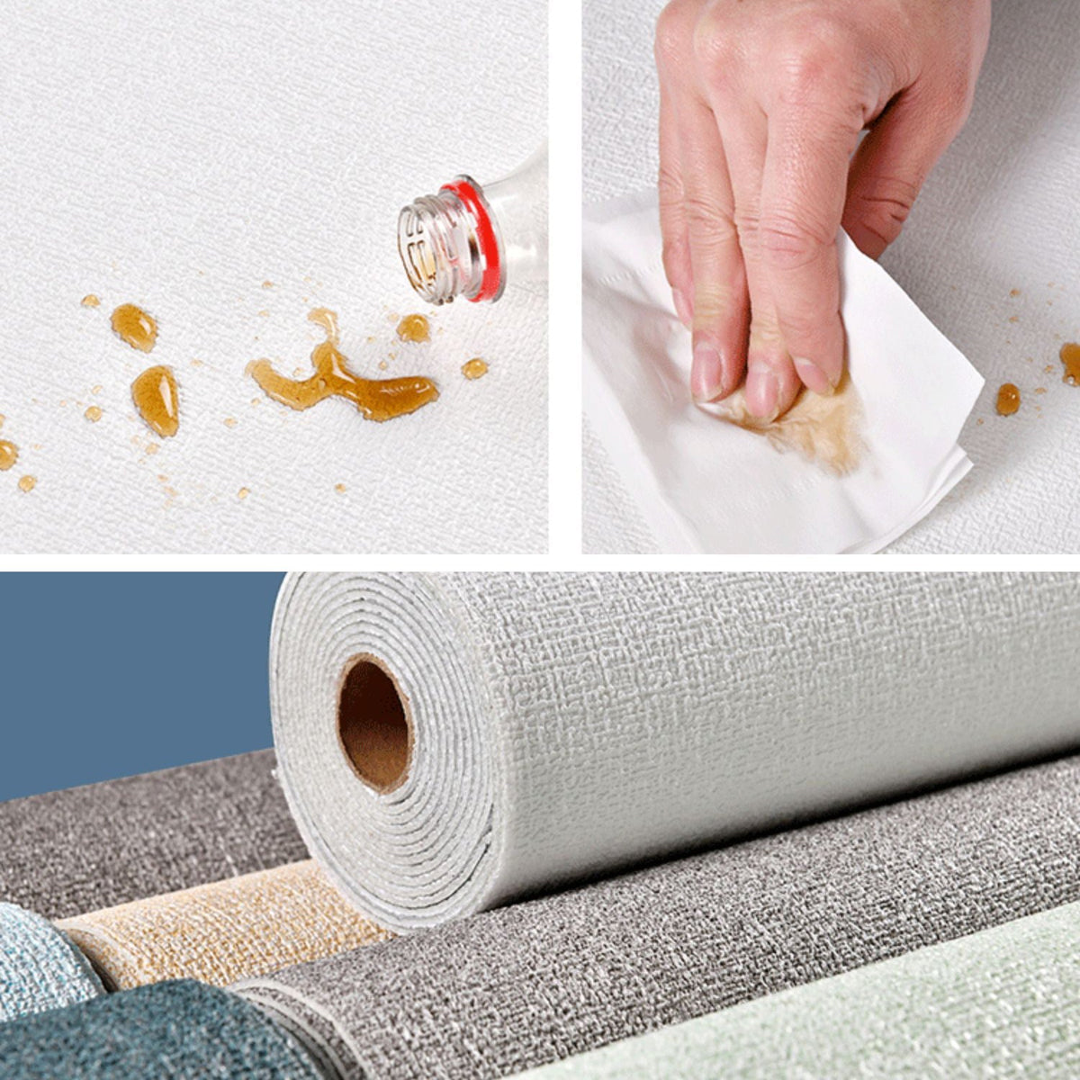 Sikunuo | Modern Pearl Wainscoting Flax Wall Access Panel Self-Adhesive Wall Panels