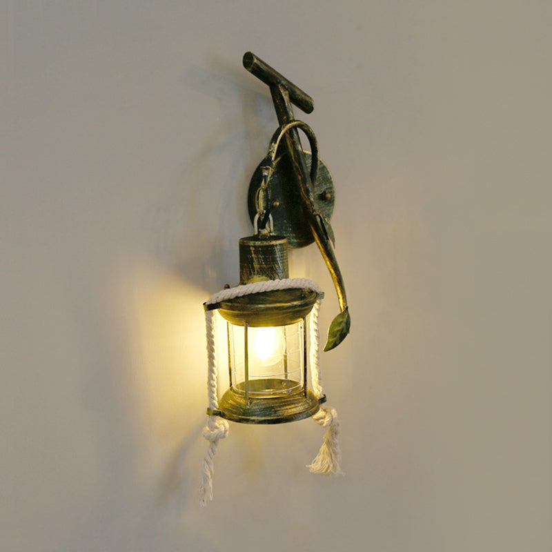Sikunuo | Brass 1 Light Wall Mount Lighting Warehouse Metal Kerosene Wall Lamp Sconces with Leaf Design