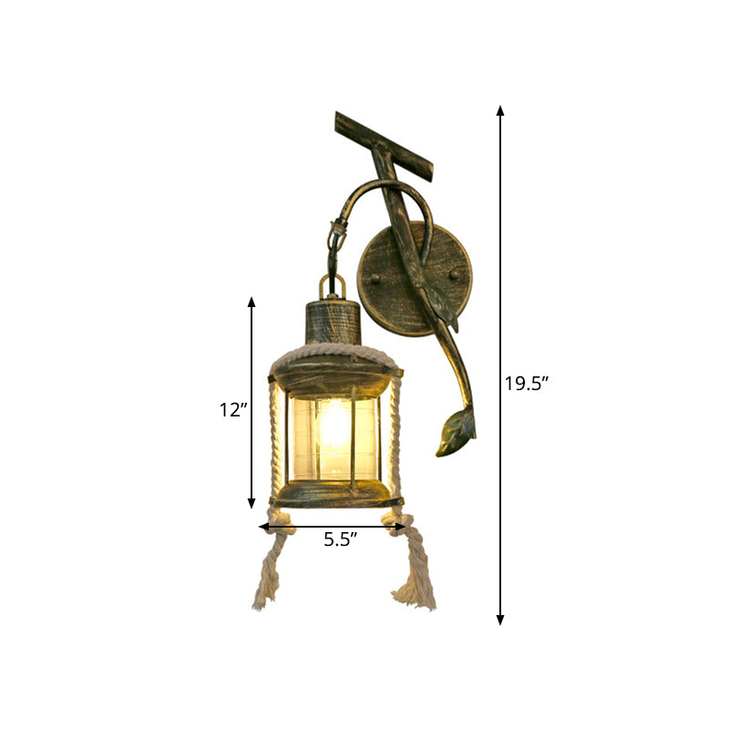 Sikunuo | Brass 1 Light Wall Mount Lighting Warehouse Metal Kerosene Wall Lamp Sconces with Leaf Design