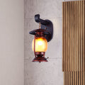 Sikunuo | 1 Light Wall Spotlight Lighting Loft Kerosene Amber Glass Wall Lamp in Copper for Stair