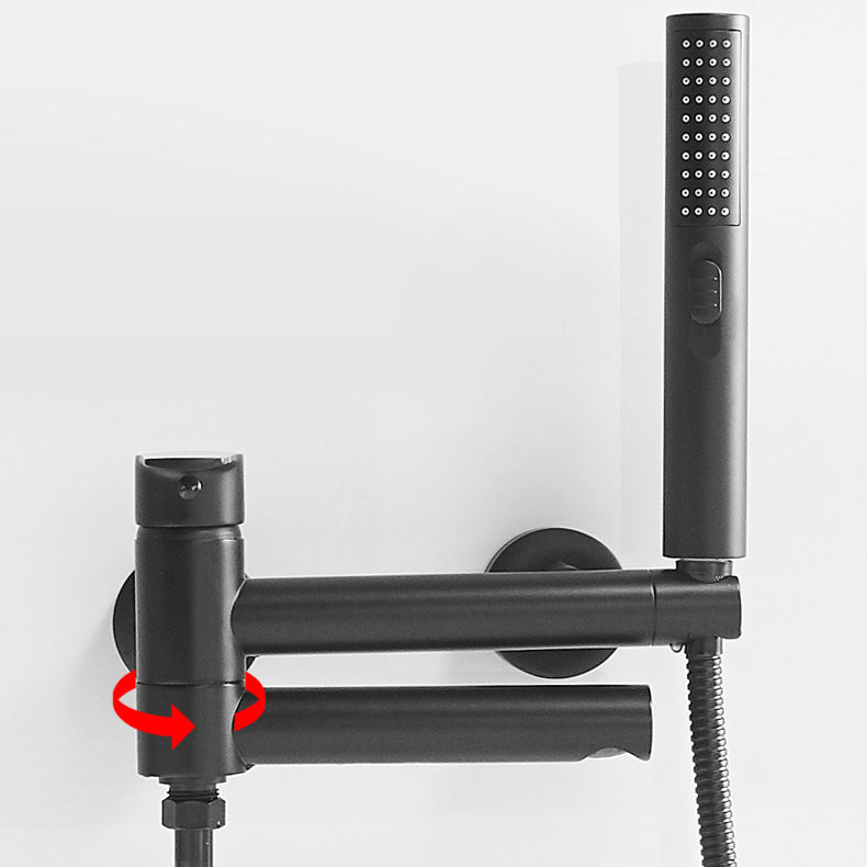Sikunuo | Swivel spout bathtub faucet single lever handle hand shower bathtub filling valve with shower hose