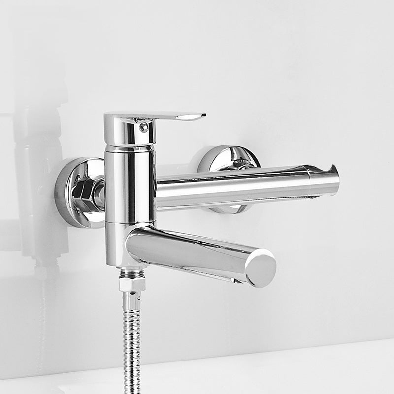 Sikunuo | Swivel spout bathtub faucet single lever handle hand shower bathtub filling valve with shower hose