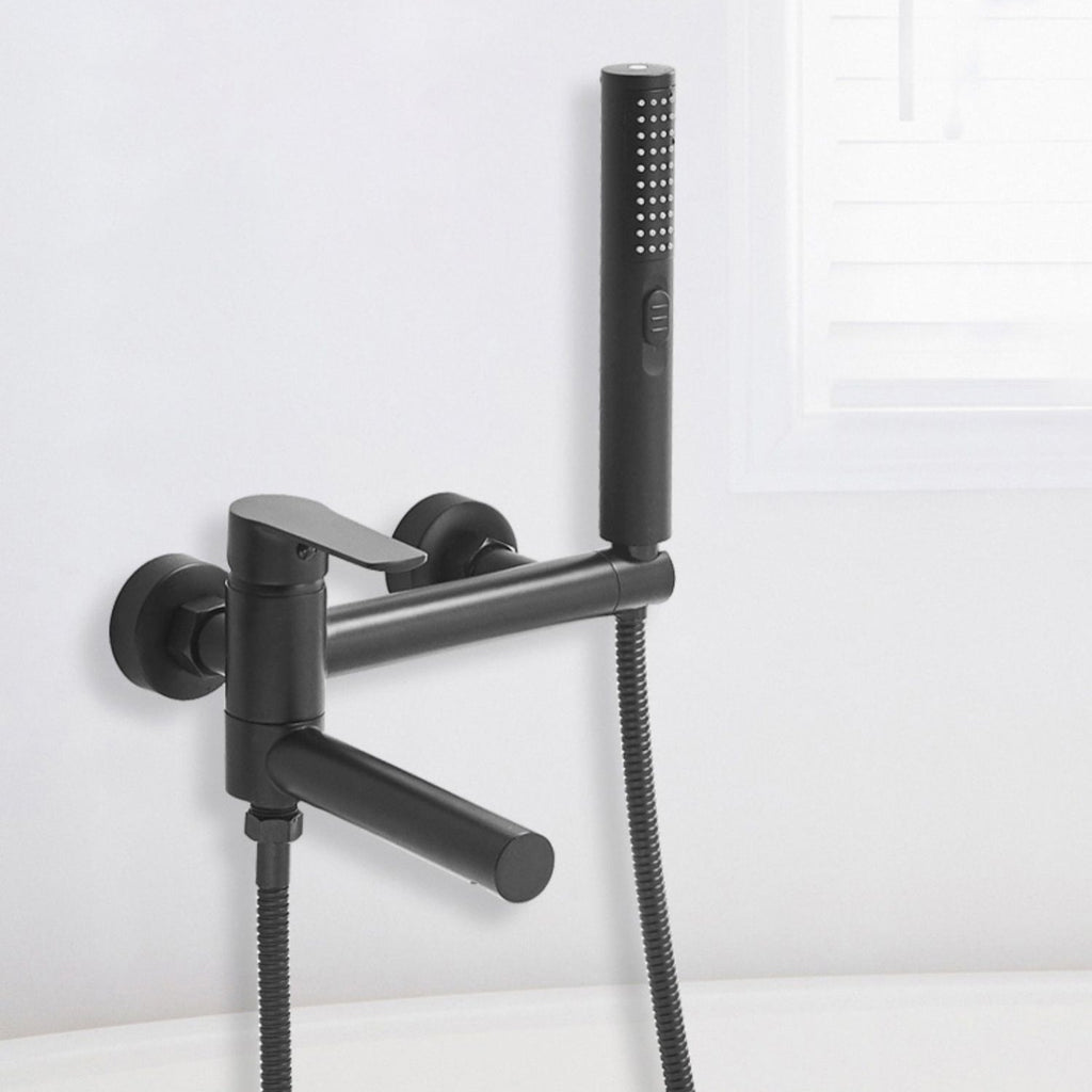 Sikunuo | Swivel spout bathtub faucet single lever handle hand shower bathtub filling valve with shower hose