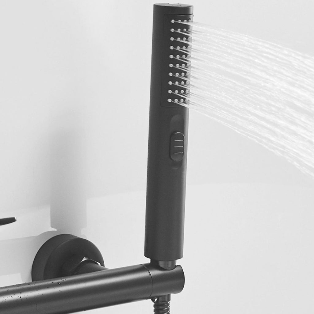 Sikunuo | Swivel spout bathtub faucet single lever handle hand shower bathtub filling valve with shower hose