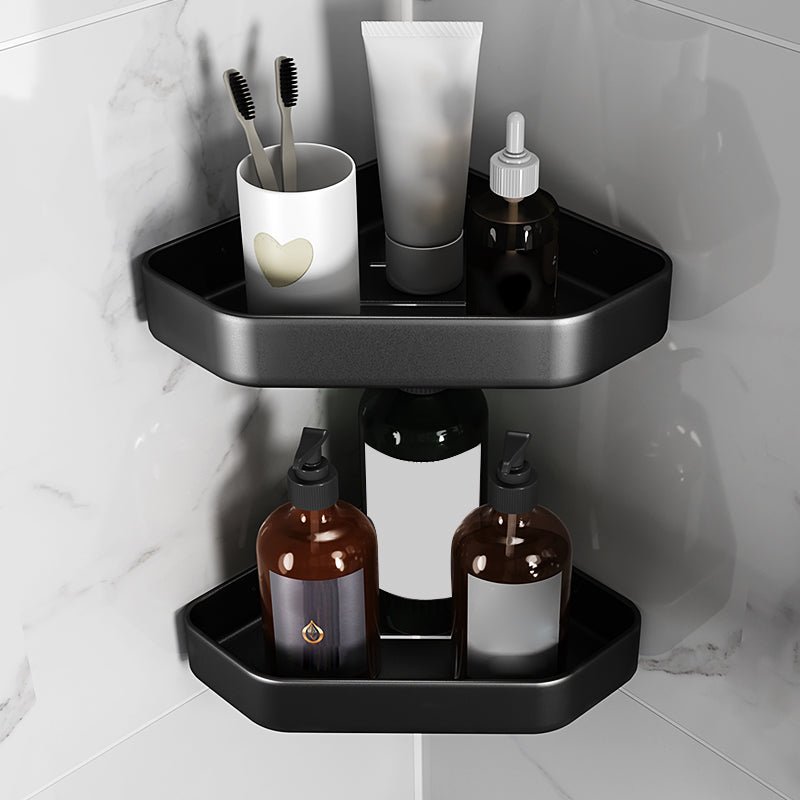 Sikunuo | Matt black bathroom accessories set Modern anti-rust 1/2/3-piece bathroom shelf