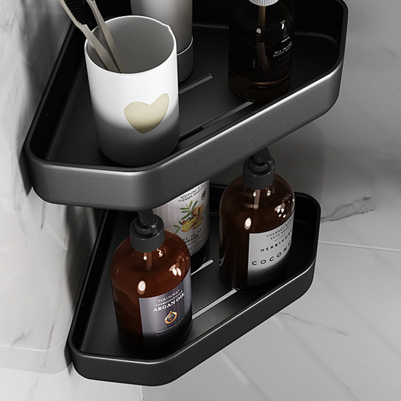 Sikunuo | Matt black bathroom accessories set Modern anti-rust 1/2/3-piece bathroom shelf