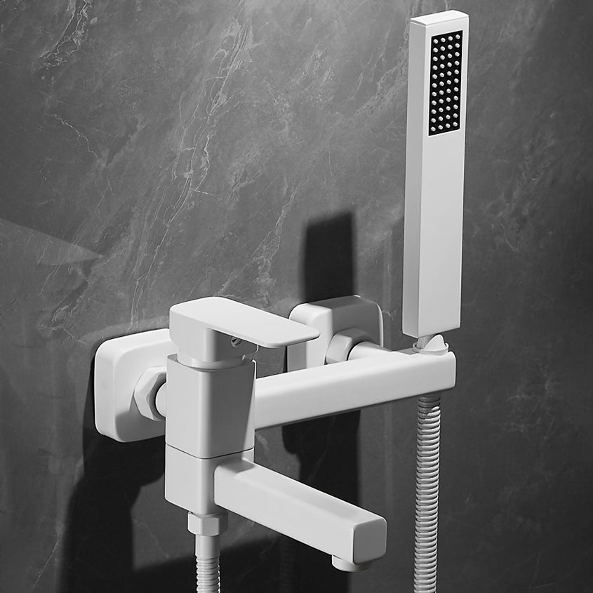 Sikunuo | White Bath Water Faucet Trim Single Lever Handle Swivel Spout Wall Mounted Hand Shower Bathtub Filler