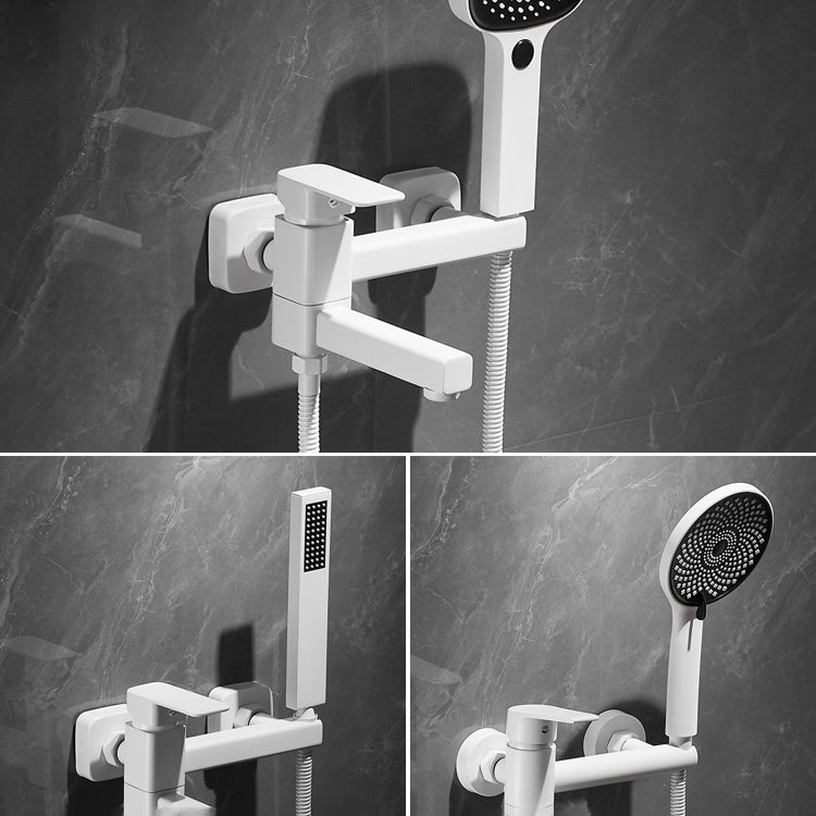 Sikunuo | White Bath Water Faucet Trim Single Lever Handle Swivel Spout Wall Mounted Hand Shower Bathtub Filler