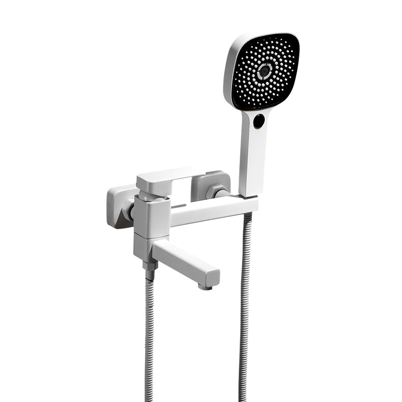 Sikunuo | White Bath Water Faucet Trim Single Lever Handle Swivel Spout Wall Mounted Hand Shower Bathtub Filler