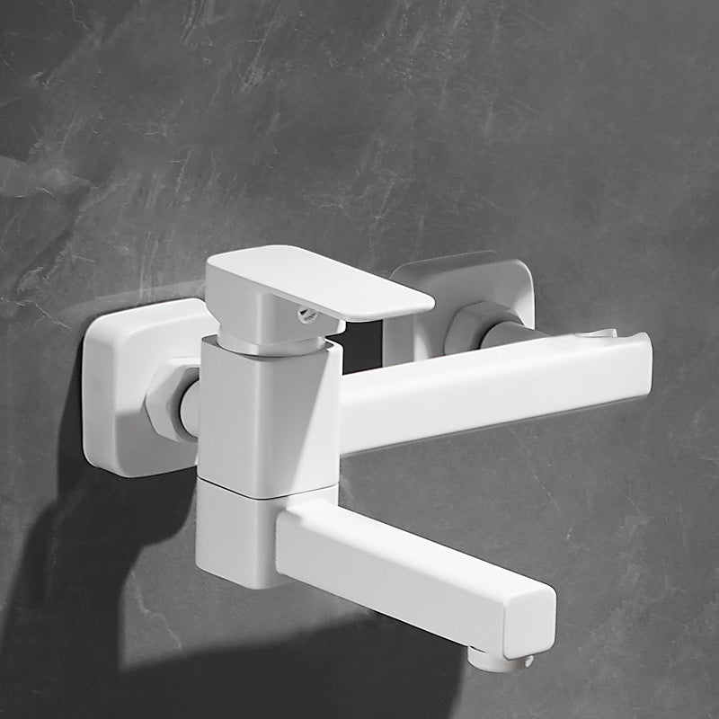 Sikunuo | White Bath Water Faucet Trim Single Lever Handle Swivel Spout Wall Mounted Hand Shower Bathtub Filler