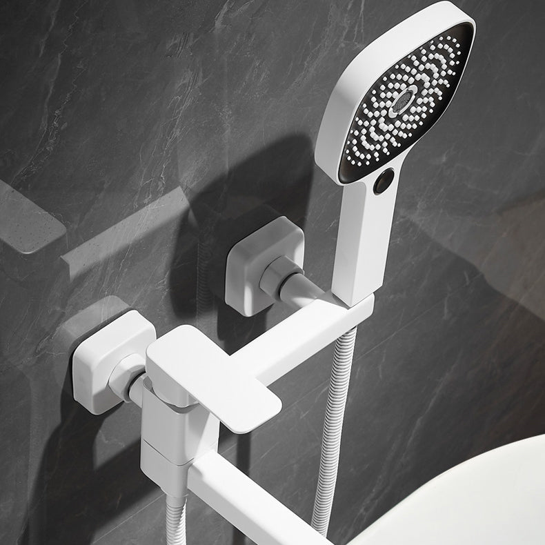 Sikunuo | White Bath Water Faucet Trim Single Lever Handle Swivel Spout Wall Mounted Hand Shower Bathtub Filler
