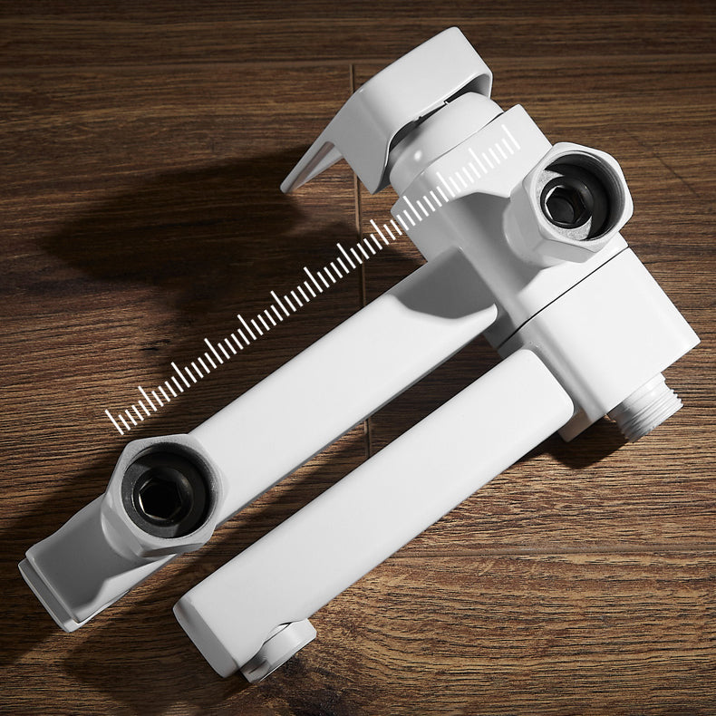 Sikunuo | White Bath Water Faucet Trim Single Lever Handle Swivel Spout Wall Mounted Hand Shower Bathtub Filler