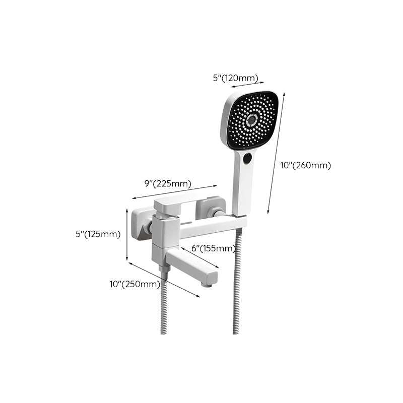 Sikunuo | White Bath Water Faucet Trim Single Lever Handle Swivel Spout Wall Mounted Hand Shower Bathtub Filler