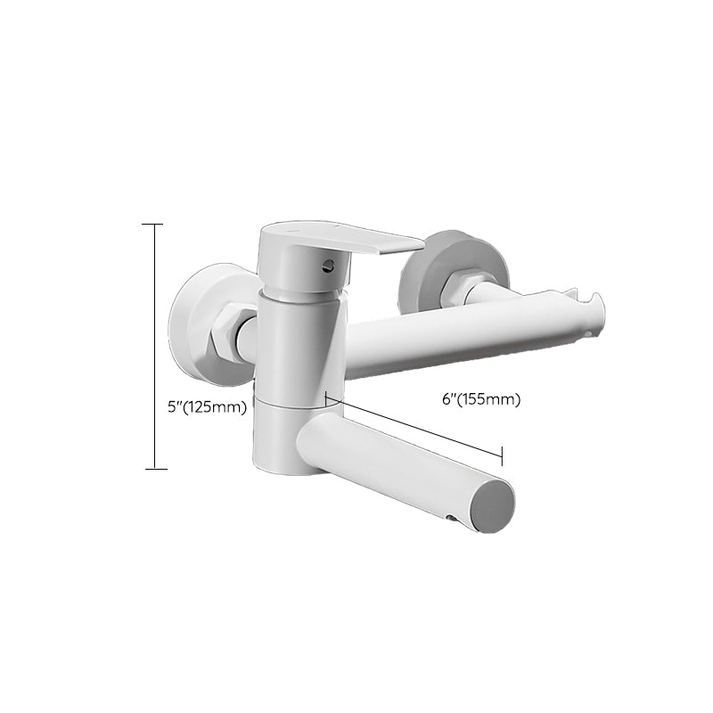 Sikunuo | White Bath Water Faucet Trim Single Lever Handle Swivel Spout Wall Mounted Hand Shower Bathtub Filler