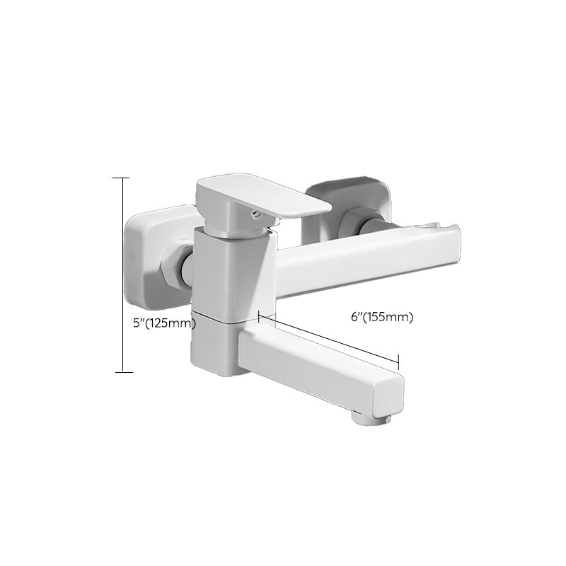 Sikunuo | White Bath Water Faucet Trim Single Lever Handle Swivel Spout Wall Mounted Hand Shower Bathtub Filler