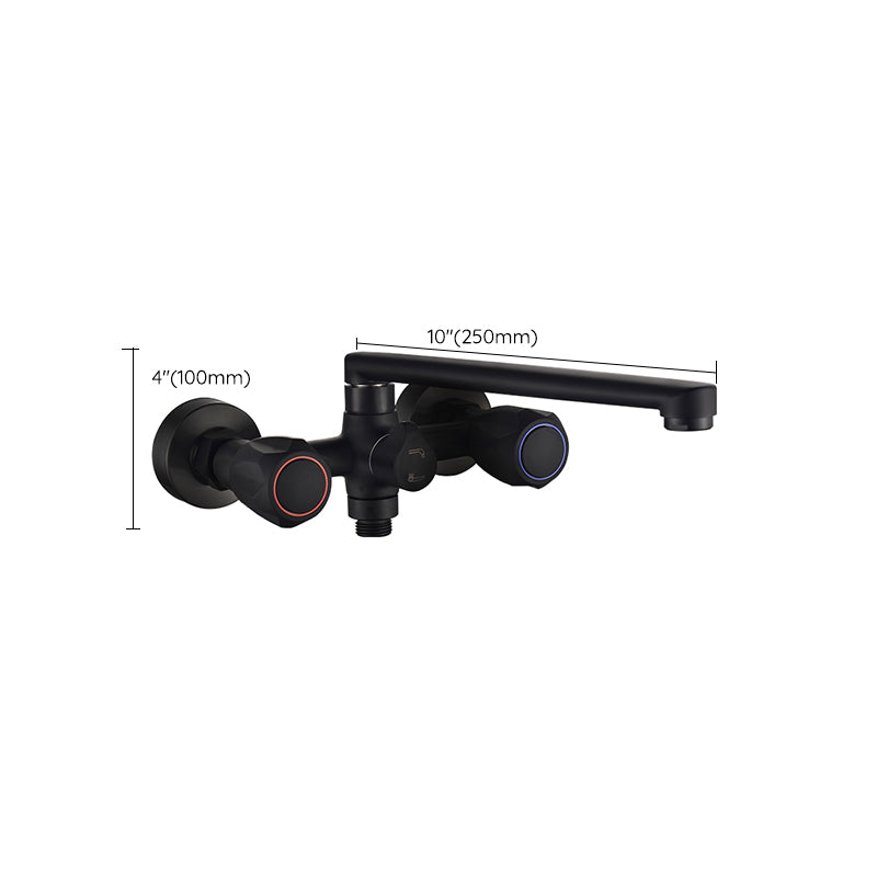 Sikunuo | Modern Bathtub Faucet Trim Black Wall Mounted Swivel Spout with Hand Shower