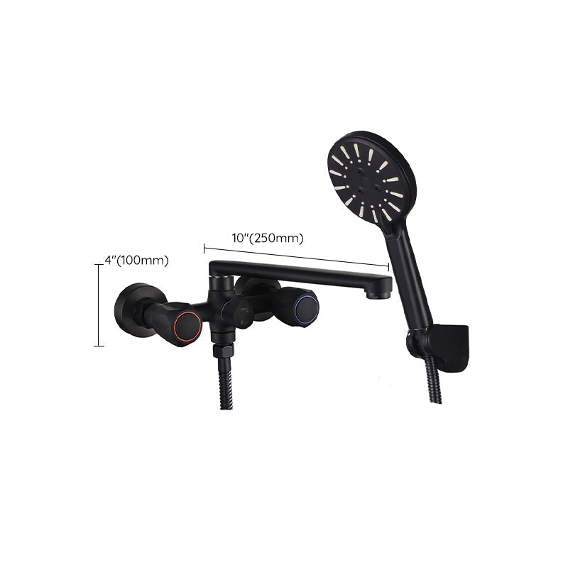 Sikunuo | Modern Bathtub Faucet Trim Black Wall Mounted Swivel Spout with Hand Shower