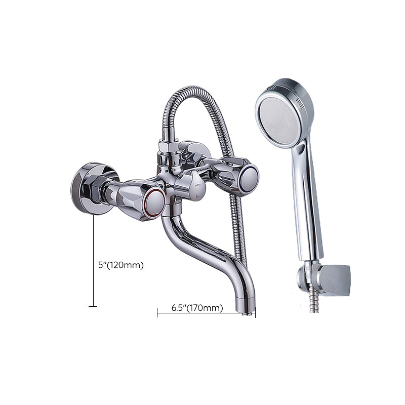 Sikunuo | Chrome Bathroom Faucet Trim Wall-mounted Swing Faucet with Hand Shower