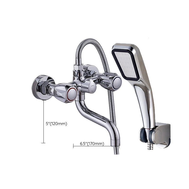 Sikunuo | Chrome Bathroom Faucet Trim Wall-mounted Swing Faucet with Hand Shower