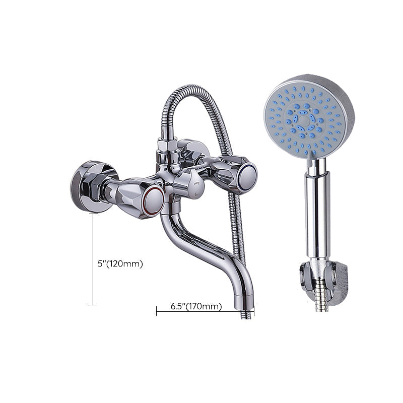 Sikunuo | Chrome Bathroom Faucet Trim Wall-mounted Swing Faucet with Hand Shower