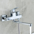 Sikunuo | Wall Mounted Bathtub Faucet Trim Polished Chrome Swivel Spout with Hand Shower