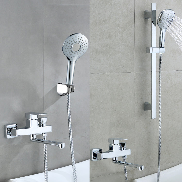 Sikunuo | Wall Mounted Bathtub Faucet Trim Polished Chrome Swivel Spout with Hand Shower