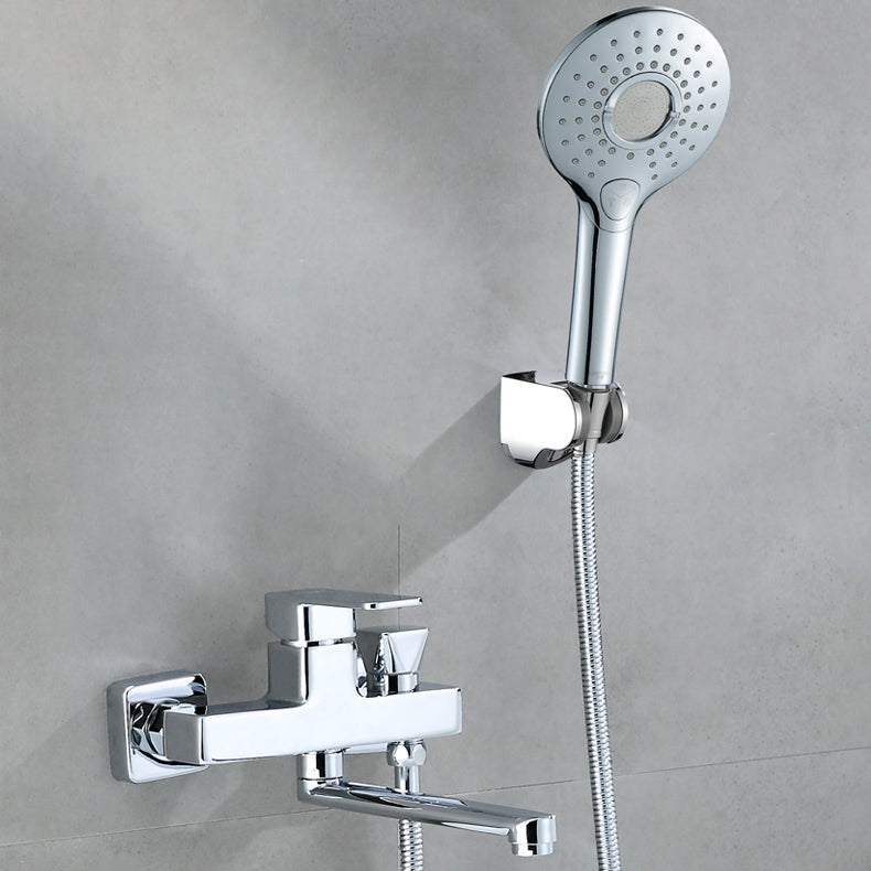 Sikunuo | Wall Mounted Bathtub Faucet Trim Polished Chrome Swivel Spout with Hand Shower