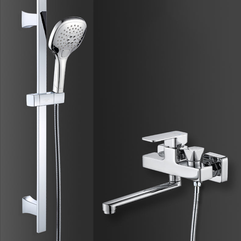Sikunuo | Wall Mounted Bathtub Faucet Trim Polished Chrome Swivel Spout with Hand Shower