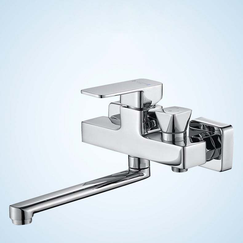 Sikunuo | Wall Mounted Bathtub Faucet Trim Polished Chrome Swivel Spout with Hand Shower