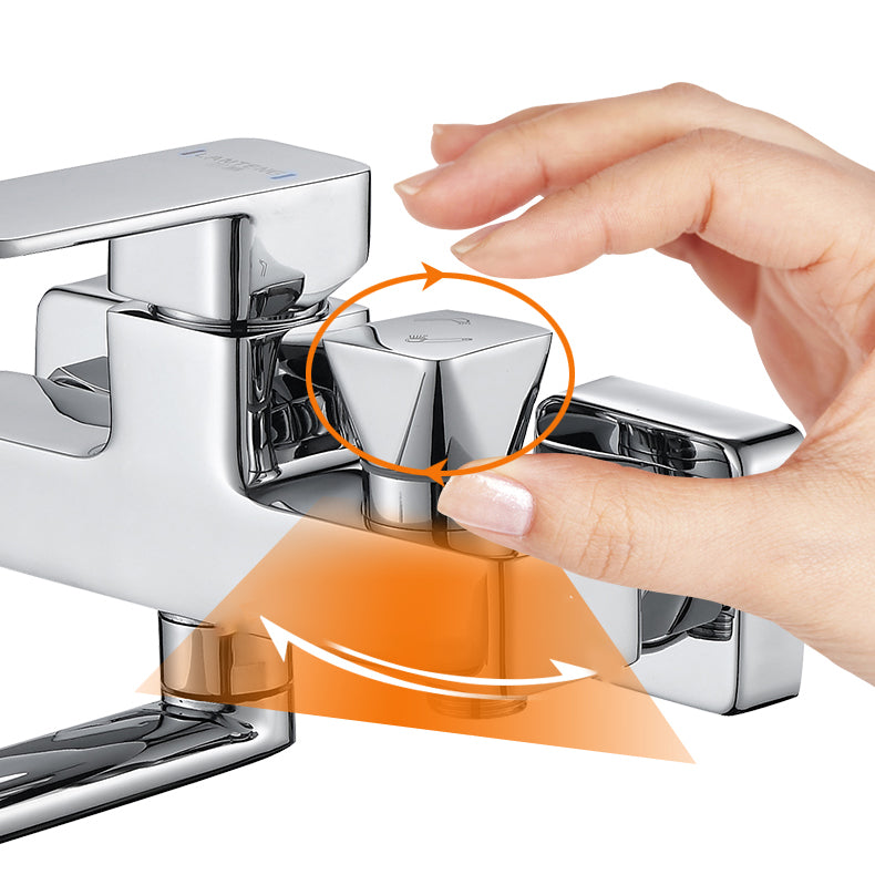 Sikunuo | Wall Mounted Bathtub Faucet Trim Polished Chrome Swivel Spout with Hand Shower