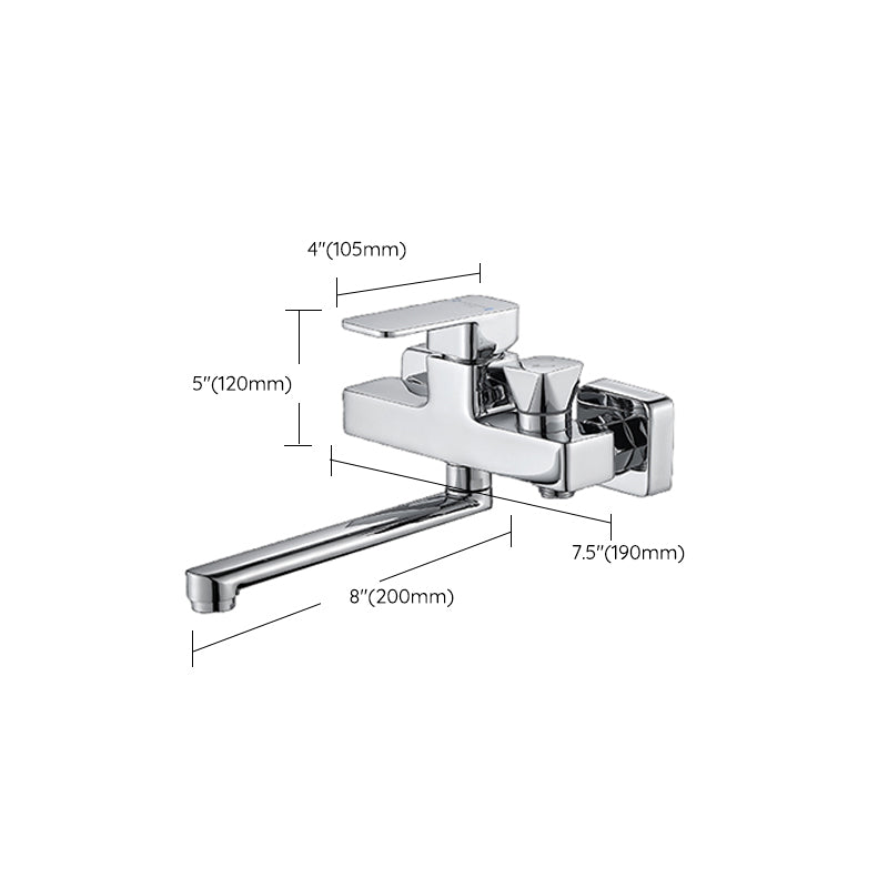 Sikunuo | Wall Mounted Bathtub Faucet Trim Polished Chrome Swivel Spout with Hand Shower