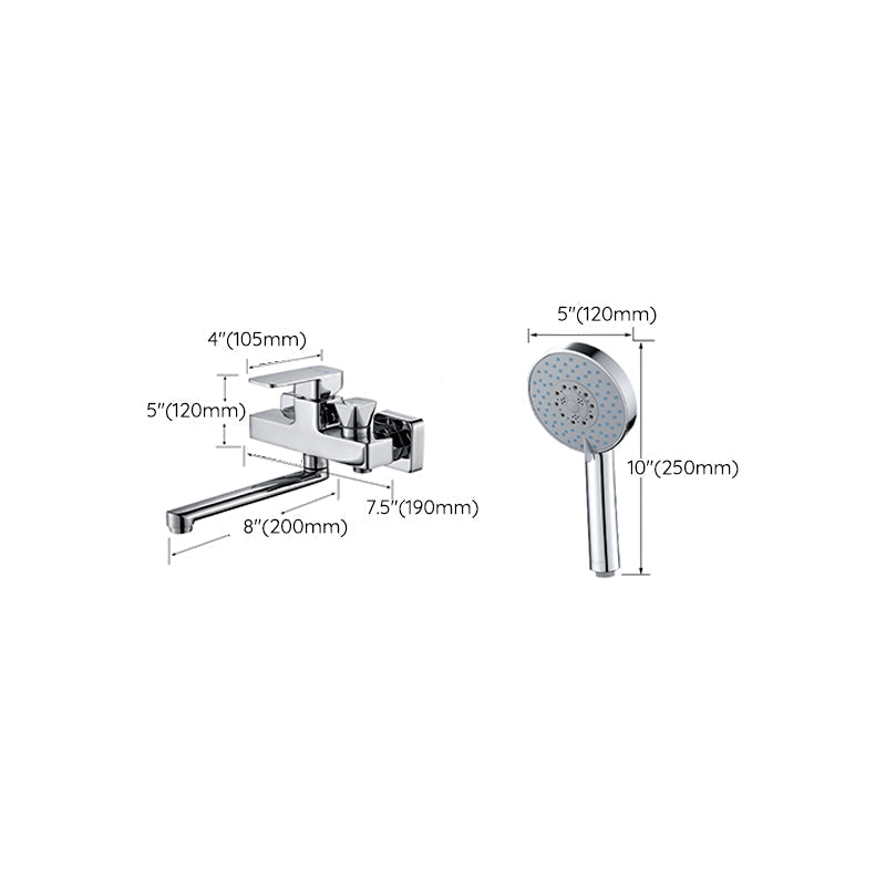 Sikunuo | Wall Mounted Bathtub Faucet Trim Polished Chrome Swivel Spout with Hand Shower