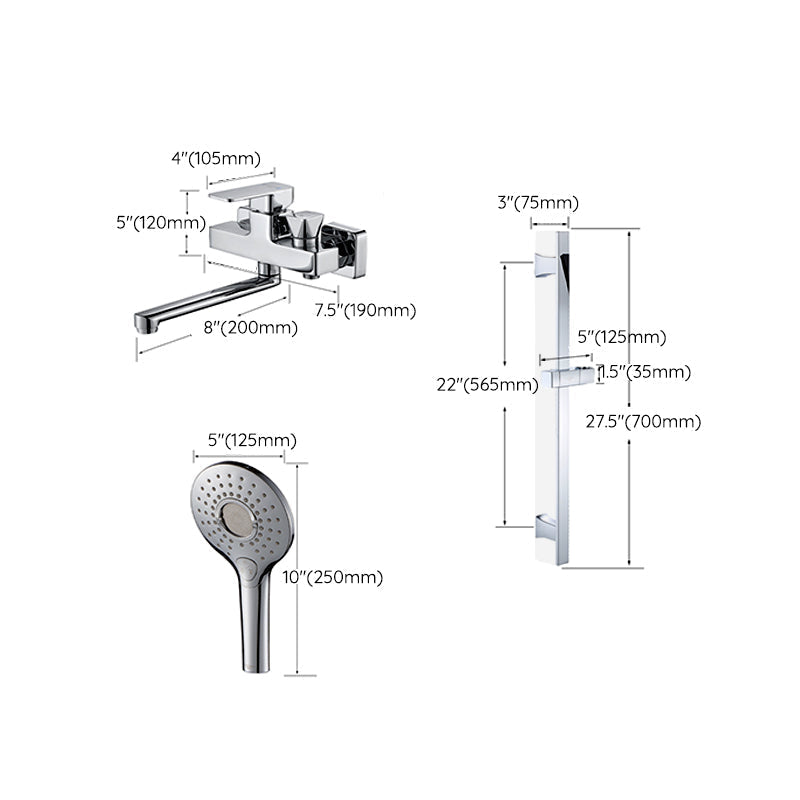 Sikunuo | Wall Mounted Bathtub Faucet Trim Polished Chrome Swivel Spout with Hand Shower