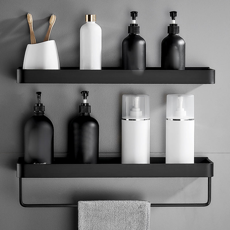 Sikunuo | Matt Black Bathroom Set Modern 1/2 - Piece Stainless Steel Bath Rack