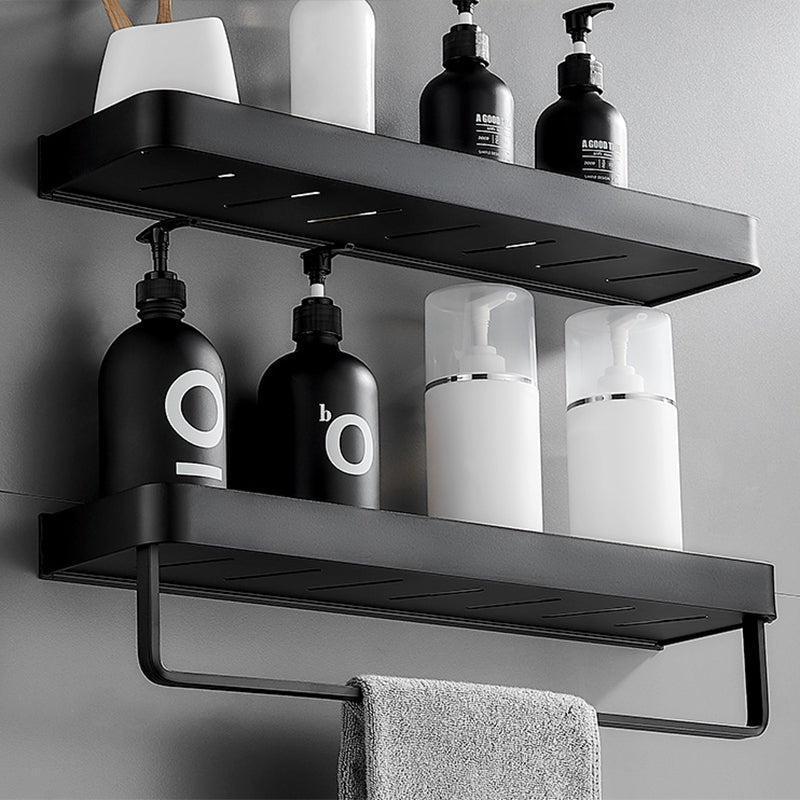 Sikunuo | Matt Black Bathroom Set Modern 1/2 - Piece Stainless Steel Bath Rack