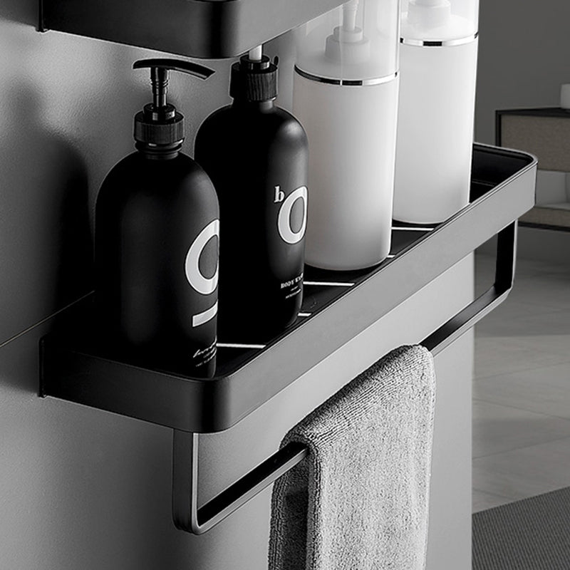 Sikunuo | Matt Black Bathroom Set Modern 1/2 - Piece Stainless Steel Bath Rack