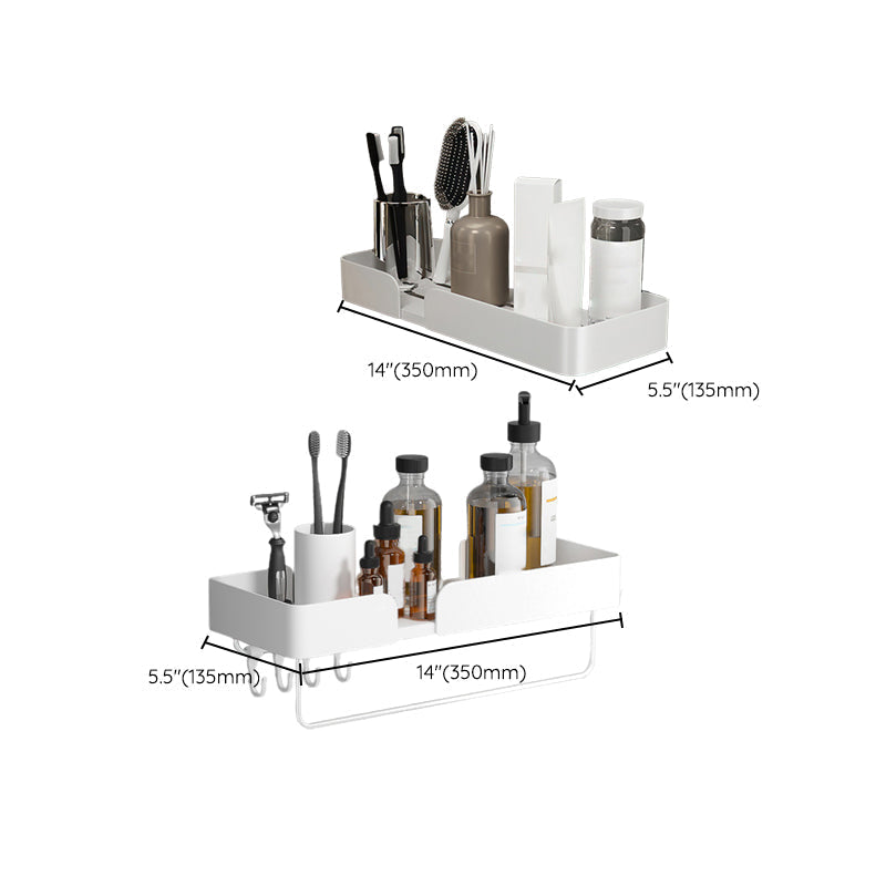 Sikunuo | White Bathroom Set Modern 1/2/3 - Pieces Stainless Steel Bathroom Shelf