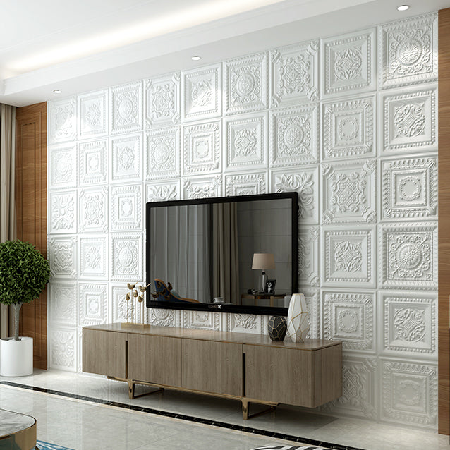 Sikunuo | Modern Pearl Wall Element Access Panel Peel and Stick Wall Tile Set of 10