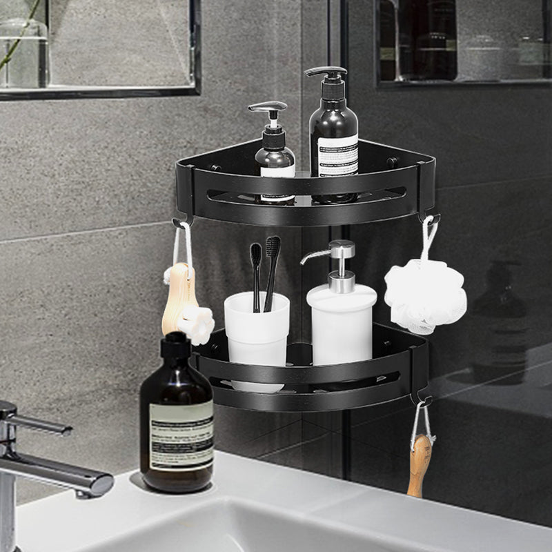 Sikunuo | Black/Silver Bath Set Modern 1/2/3-Piece Anti-Rust Bath Rack