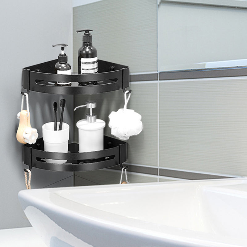 Sikunuo | Black/Silver Bath Set Modern 1/2/3-Piece Anti-Rust Bath Rack