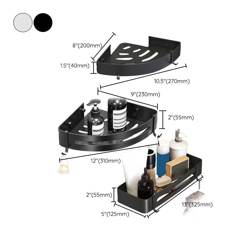 Sikunuo | Black/Silver Bath Set Modern 1/2/3-Piece Anti-Rust Bath Rack