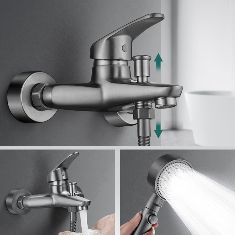 Sikunuo | Low Arch Bathtub Faucet Hose Wall-Mounted Single Lever Tub Filler with Hand Shower