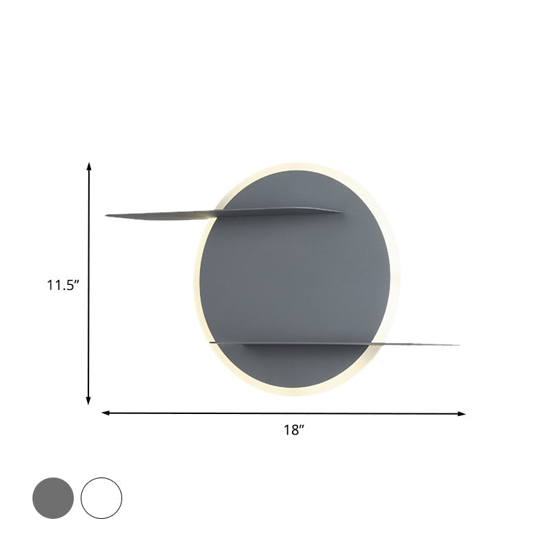 Sikunuo | White/Grey Round Wall-Mounted Lamp Contemporary Acrylic LED Wall Light with Support for Bedroom