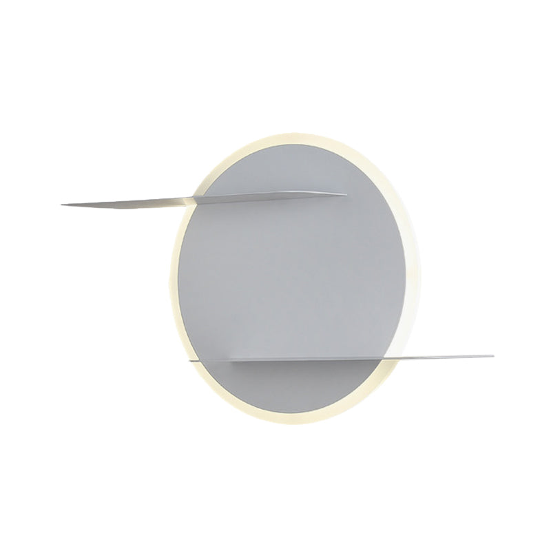 Sikunuo | White/Grey Round Wall-Mounted Lamp Contemporary Acrylic LED Wall Light with Support for Bedroom