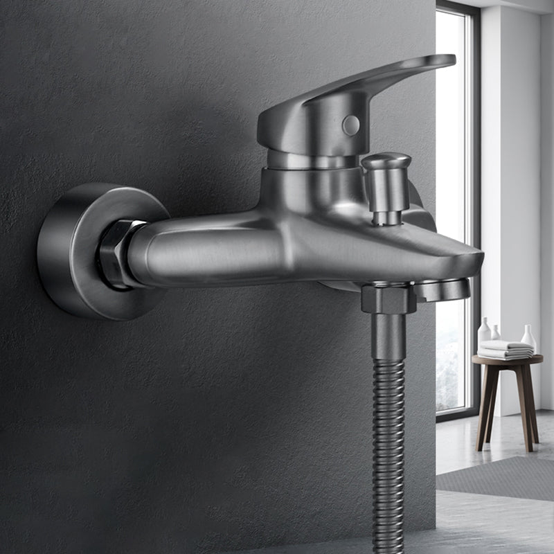 Sikunuo | Bathtub filler wall mount hand shower single lever handle 2 holes low arc bathtub faucet with hose