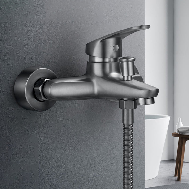 Sikunuo | Bathtub filler wall mount hand shower single lever handle 2 holes low arc bathtub faucet with hose