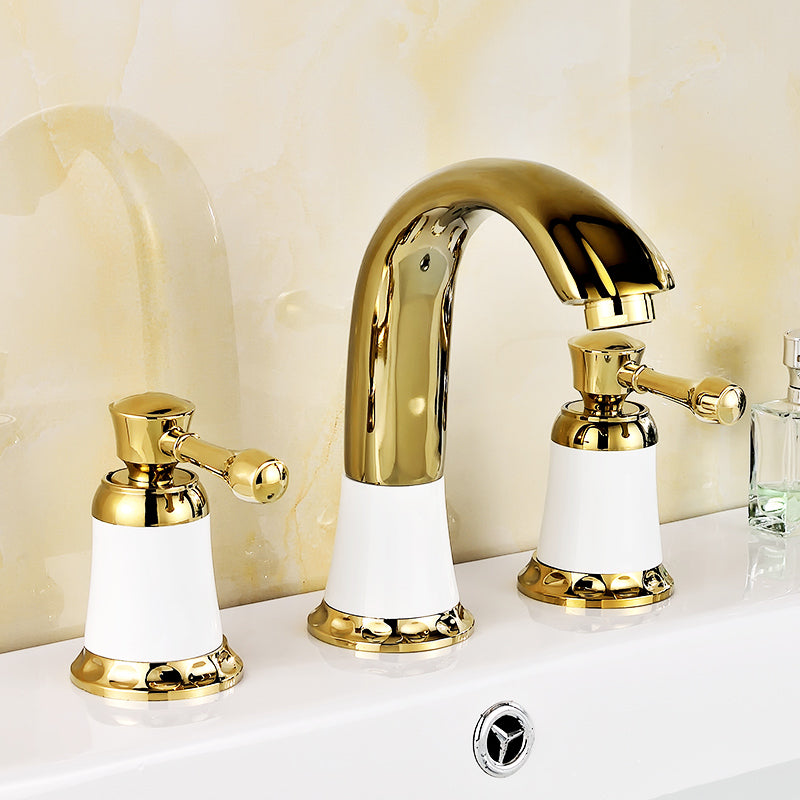 Sikunuo | Glam Bathtub Faucet Trim Deck Mounted Lever Handle Swivel Spout Bathtub Faucet