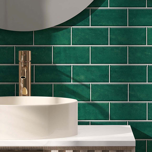 Sikunuo | Mosaic tiles peel and attach tiles PVC backsplash peel and attach wall tiles in green