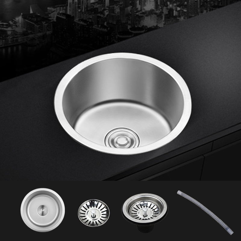 Sikunuo | Contemporary Single Bowl Kitchen Sink Round Stainless Steel Sink with Drain Strainer Set