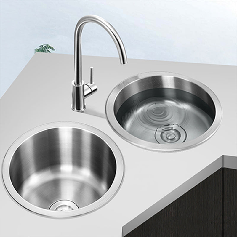 Sikunuo | Contemporary Single Bowl Kitchen Sink Round Stainless Steel Sink with Drain Strainer Set